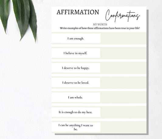 Know Your Worth: Digital Affirmations Worksheet