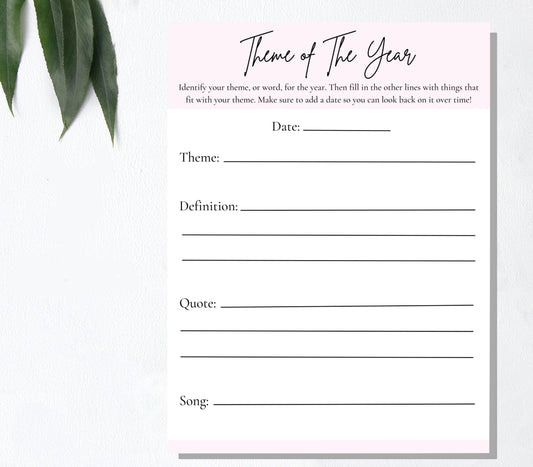 Theme of the Year Worksheet: Set Your Intention for the Year Ahead