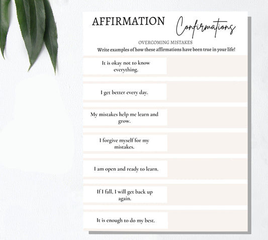 Overcoming Mistakes: Digital Affirmations Worksheet